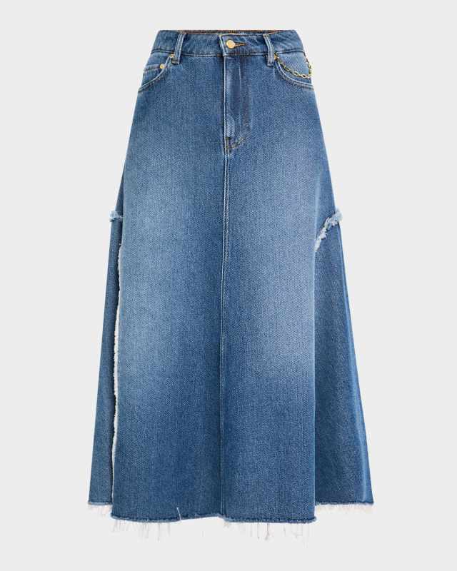 A-Line Denim Midi Skirt